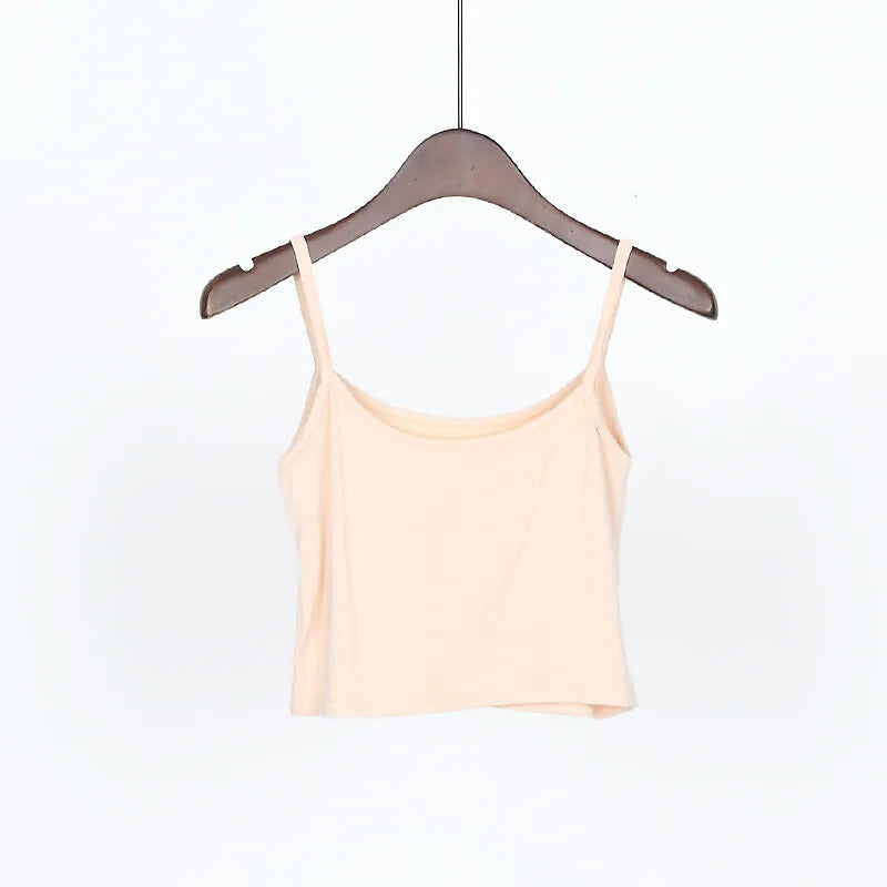 Summer New Solid Color Small Camisole for Girls and Students, with A Slimming Look and A Versatile Thread Vest. Short Base Shirt
