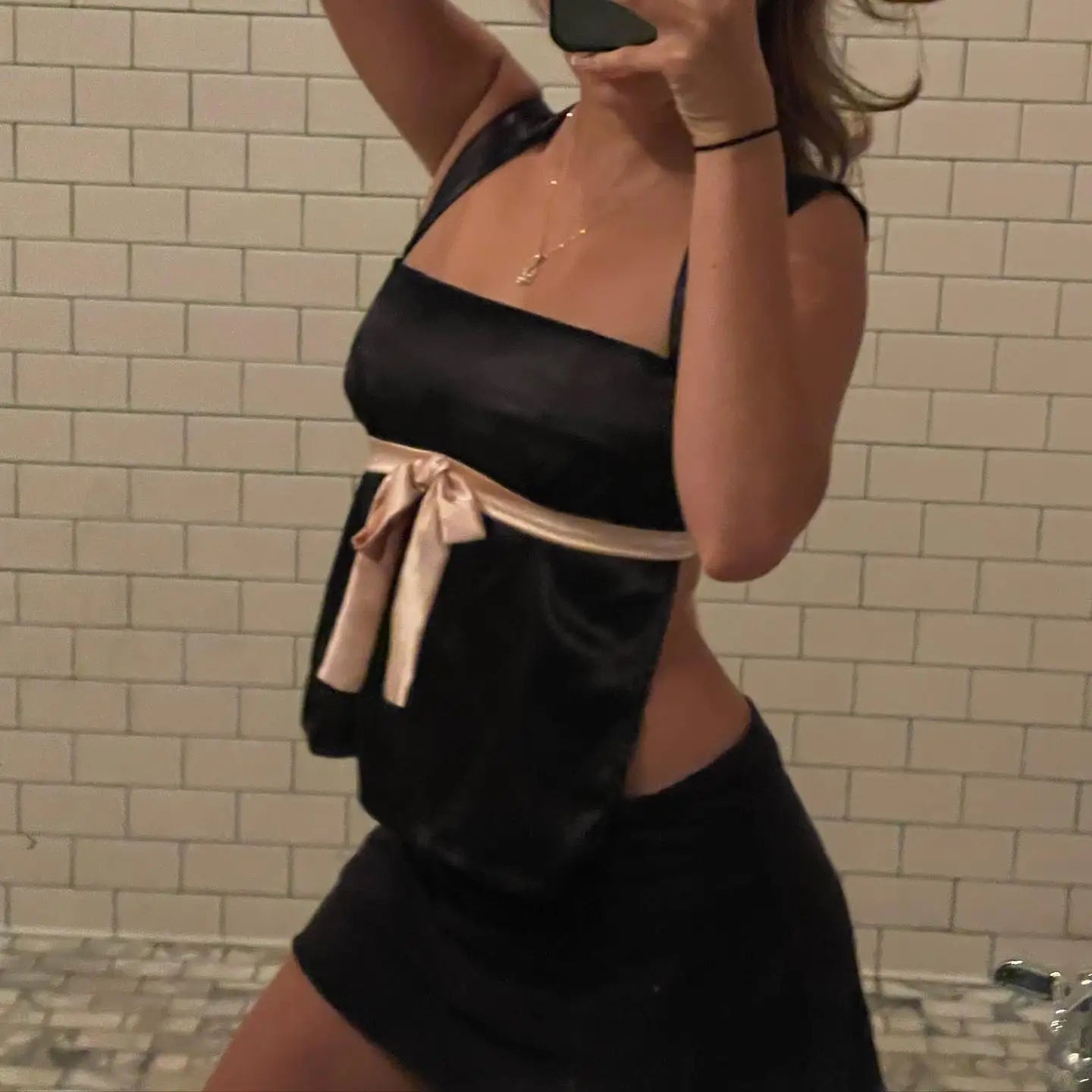 2000s Aesthetic Satin Patchwork Milkmaid Cami Tops Y2K Fairy Grunge Backless Bow Mini Vest Retro Women Crop Top Streetwear