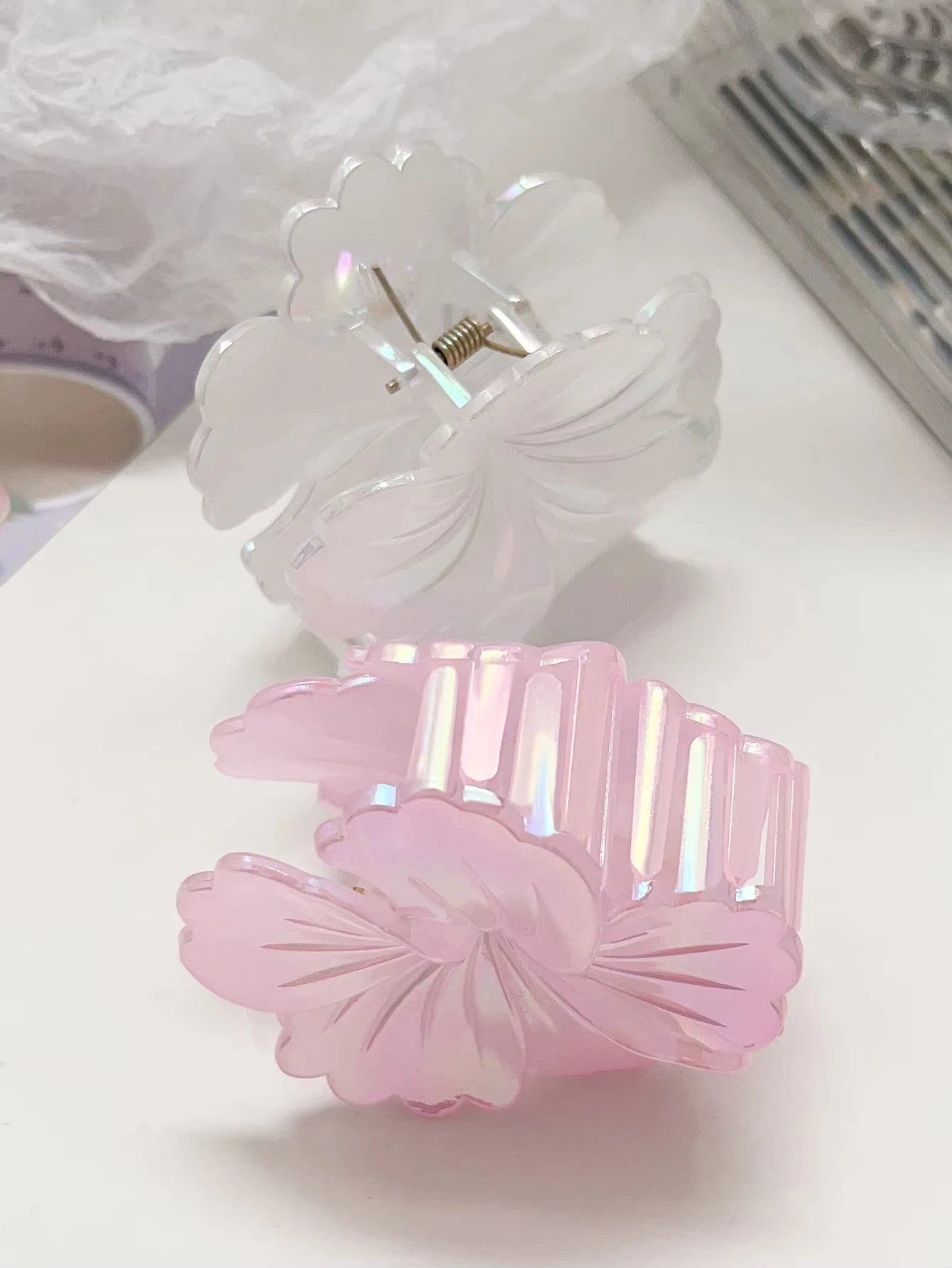 Flower Hair Clips Cute Hair Clip , Big Claw Clip Strong Hold Clip Large Hair Clamps Thin Thick Hair Accessories For Women Girls