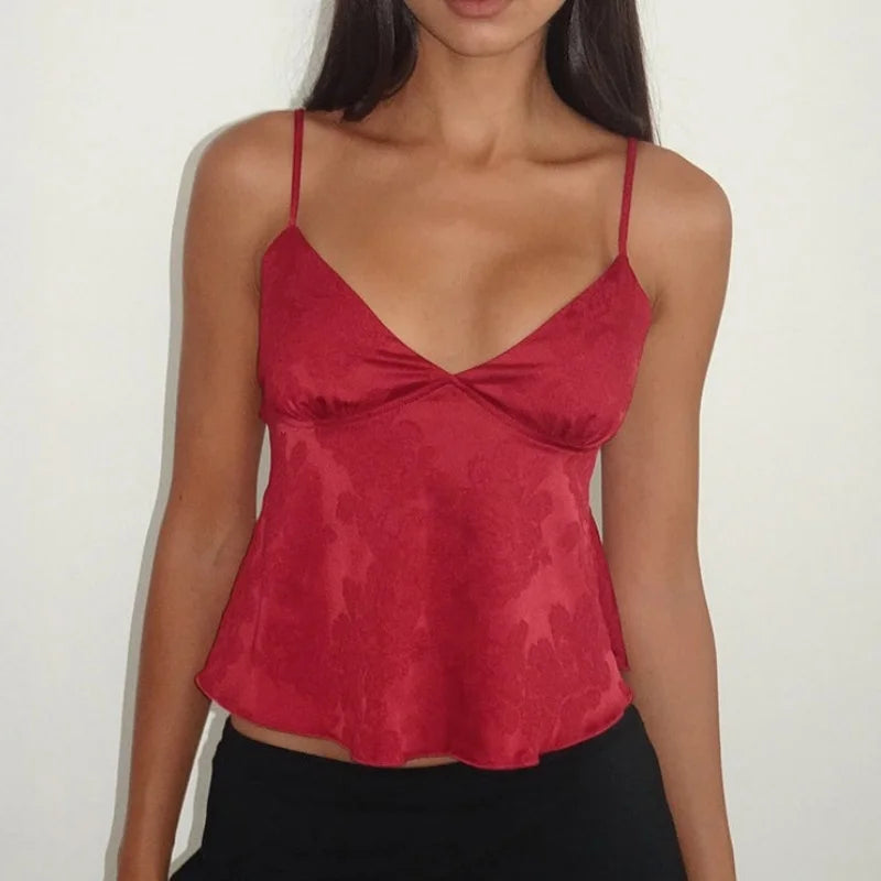 Women's Y2K Fairy Milkmaid Crop Top Cute Floral Satin Tank Top 90s Vintage Aesthetic Top Coquette Cami Tops Streetwear